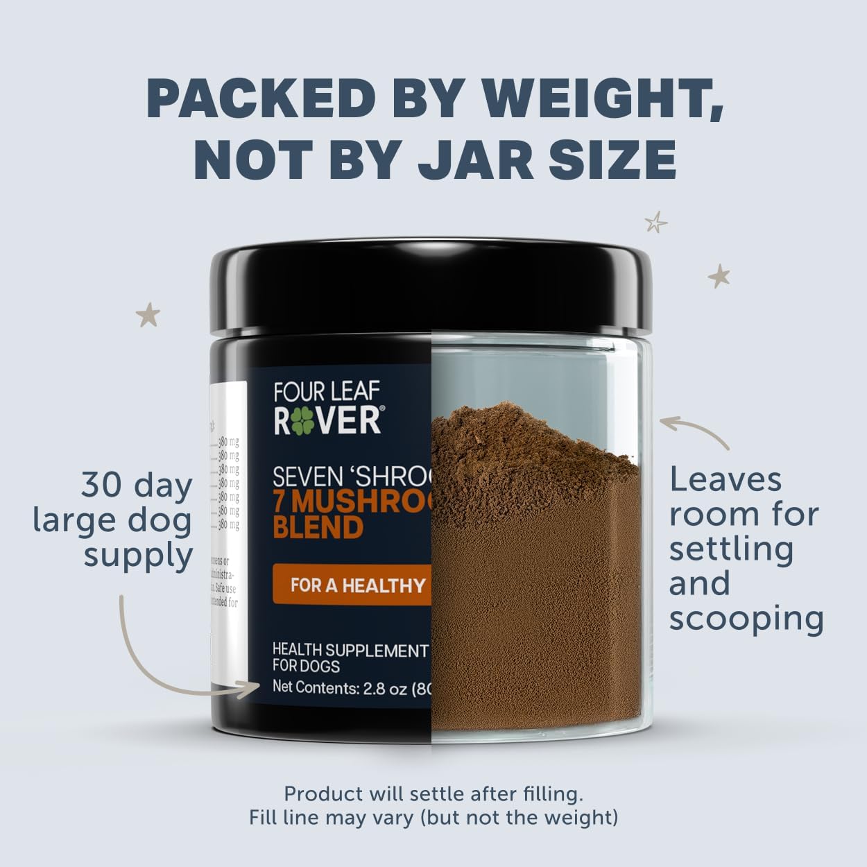 Four Leaf Rover Seven Shrooms organic blend for pet immune health support