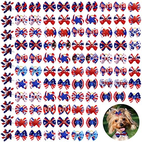 Assorted American flag pattern dog hair bows
