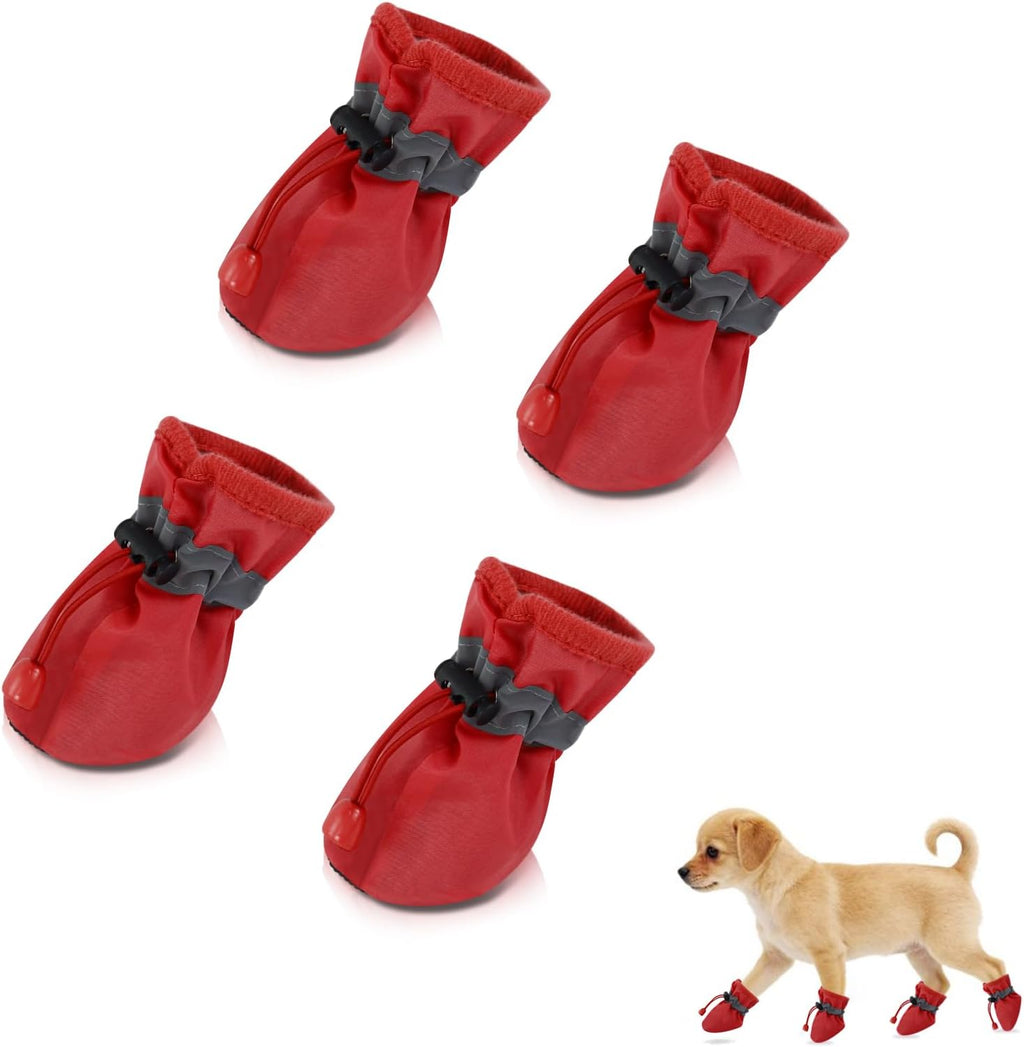 Andiker 4 Pcs Dog Shoes, Soft Breathable Dog Boots with Adjustable Drawstring Non-Slip Sole Easy to Clean Dog Paw Protectors for Outdoors Indoors in Spring Summer (Black, S) - Image 13