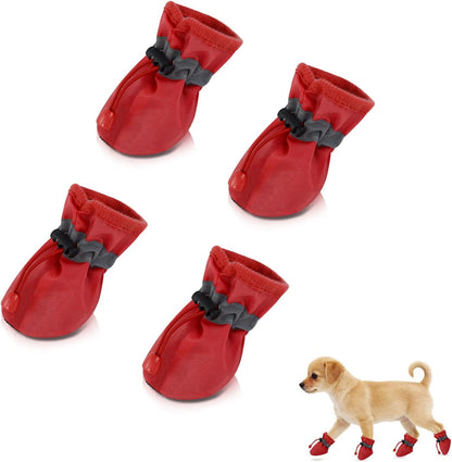 Andiker 4 Pcs Dog Shoes, Soft Breathable Dog Boots with Adjustable Drawstring Non-Slip Sole Easy to Clean Dog Paw Protectors for Outdoors Indoors in Spring Summer (Black, S) - Image 13
