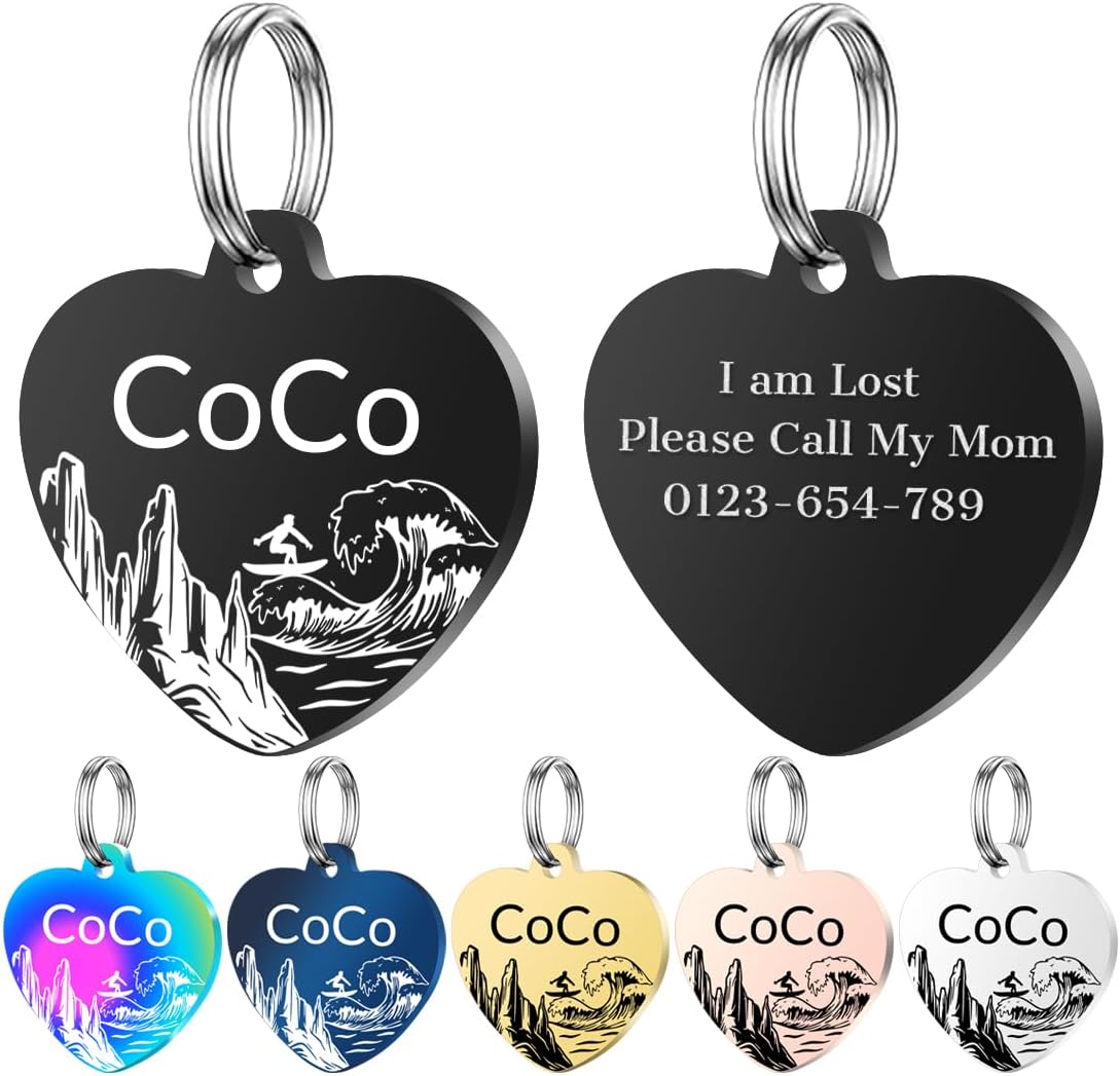 Personalized Dog Tags, Stainless Steel Pet Tags Personalized Cat, Collar Charm Engraved on Both Sides, up to 4 Lines of Custom Text, Multiple Patterns Colors Size Options (Flower, Small) - Image 12