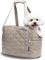 Lifestyle shot of puppy inside Straodtic dog travel tote