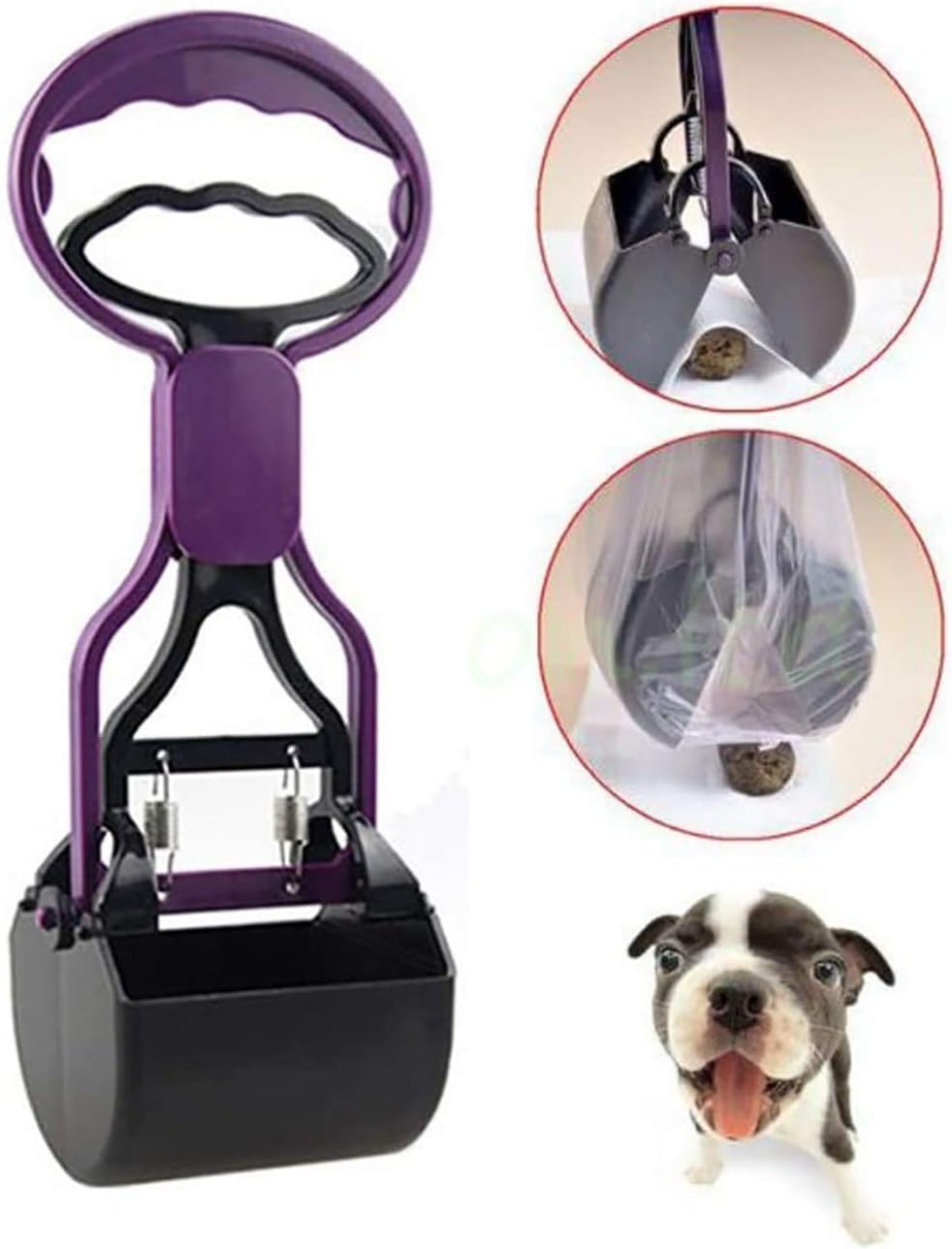 High strength non breakable plastic pet potty scooper close up on the serrated teeth.