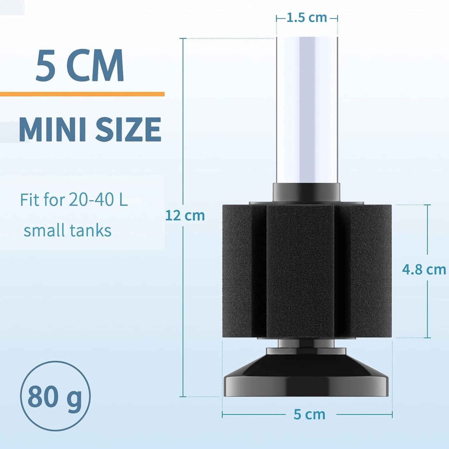 Side view of the lightweight ABS shell housing of the Pawfly aquarium air pump.