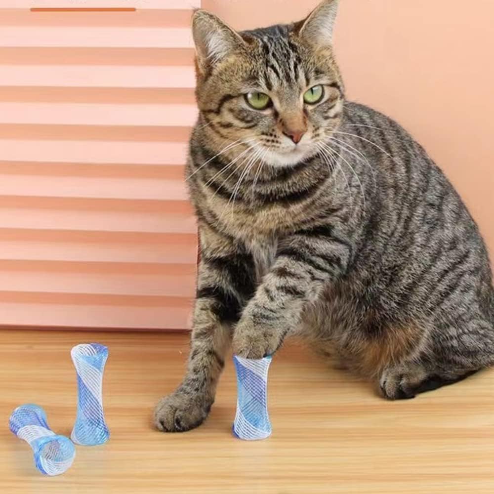 Close up view of the durable non toxic mesh material of the premium imported feline toy