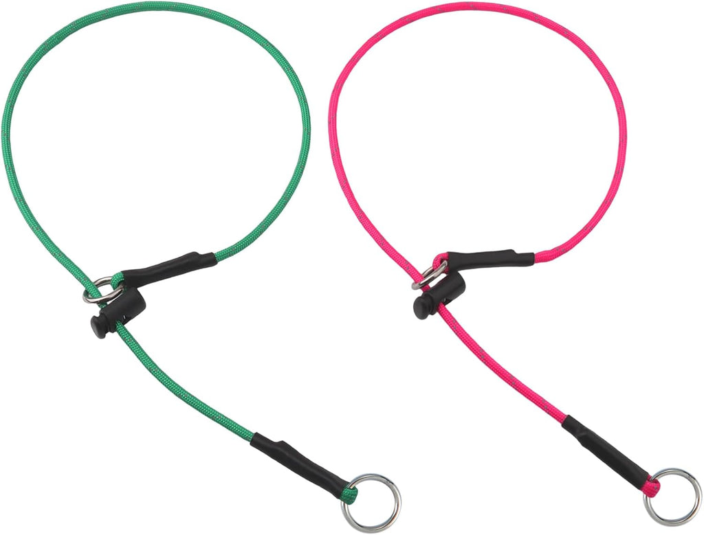 22" Dog Slip Collar - 5/32" Paracord Rope Dog Collar with Spring-Loaded Stopper & Stainless Steel O-Ring, Reflective for Low-Light Visibility (Black & Neon Green) - Image 15