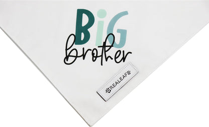 White dog bandana with Big Brother text for pregnancy announcement