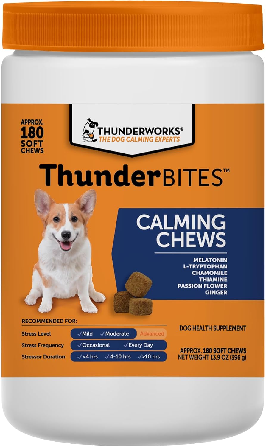 ThunderBites imported pet calming chews authentic jar seal close up
