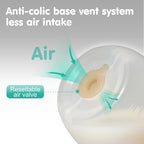 Doggiema anti colic puppy bottle showing the built in exhaust valve.
