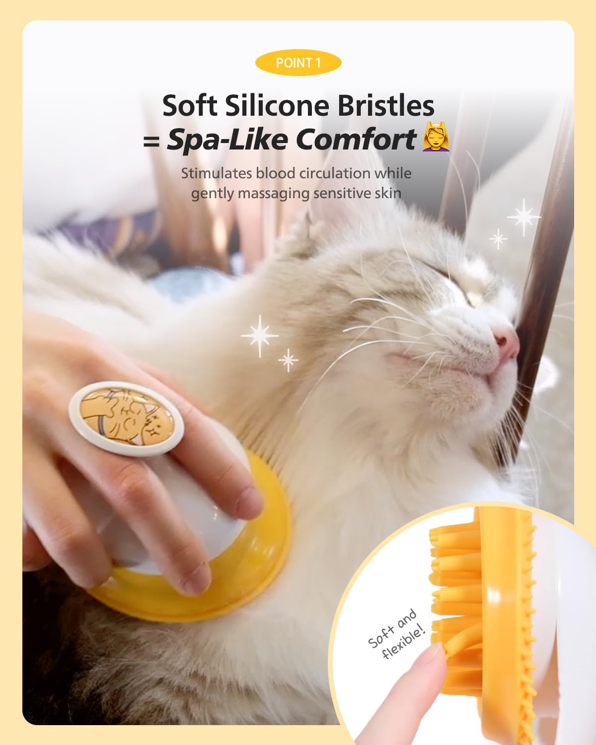 Close up of Pethroom silicone bristles for pet hair removal