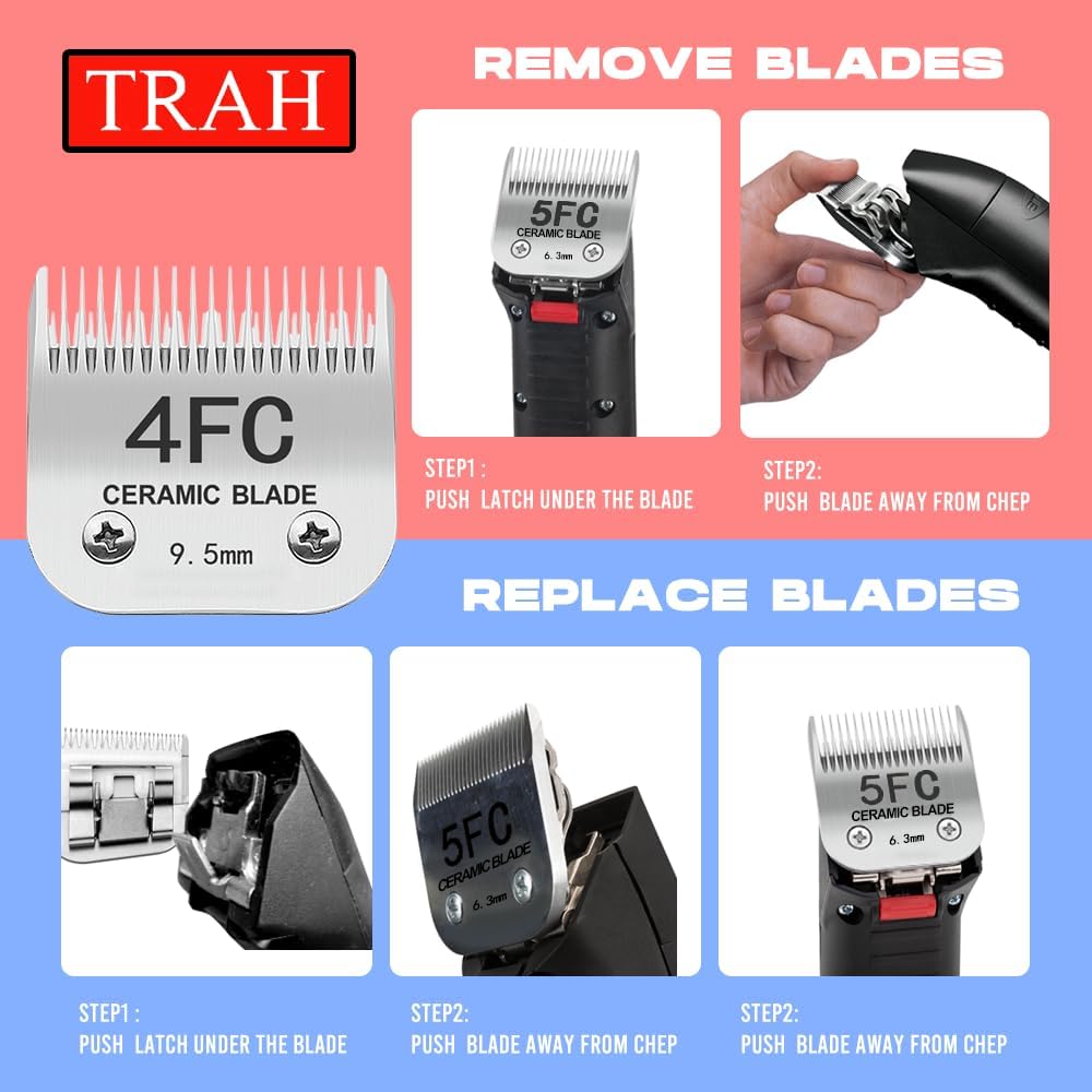 TRAH 13mm finish cut pet grooming blade back view