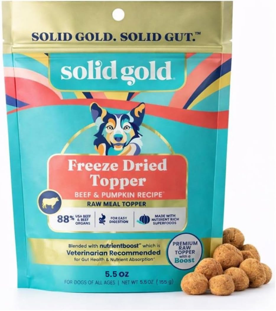 Solid Gold Freeze Dried Dog Food - W/Real Beef, Pumpkin & Superfoods - Freeze Dried Raw Dog Food Toppers for Picky Eaters to Serve as a Nutrient-Dense Meal Topper or High Protein Treats - 1.5oz - Image 10