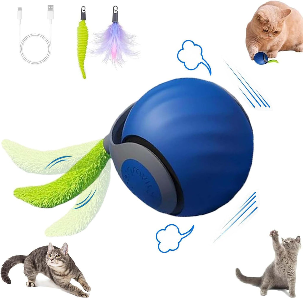 Two speed interactive pet ball avoiding an obstacle next to a living room sofa