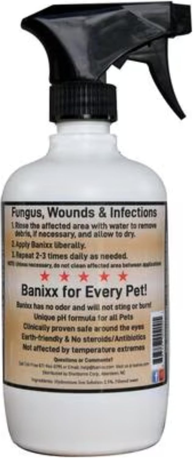 Banixx animal skin care spray bottle side view label details