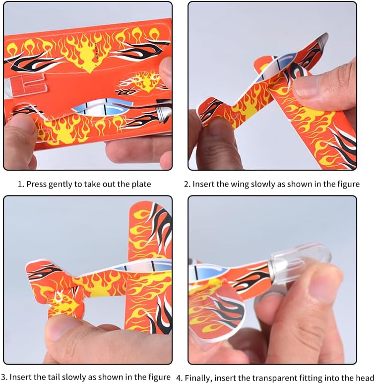 LUCKY GUESS 50 Pcs Foam Gliders Planes Toys, Paper Airplane, Assorted Colors, Easy Assembly, Perfect for Party Favors & Classroom Prizes, Outdoor Flying Toys for Kids Boys and Girls - Image 5