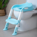 EGREE potty training toilet chair seat front view with step stool ladder in blue and white