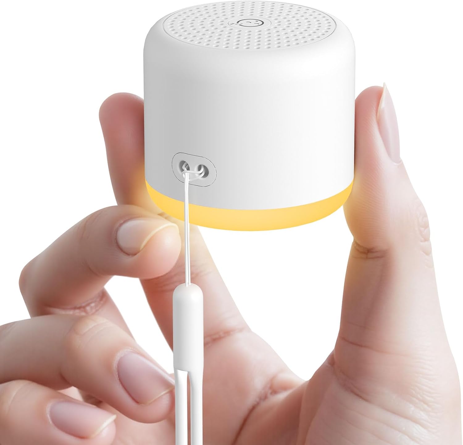 SMILEBOP white noise machine front view showing ultra compact travel design
