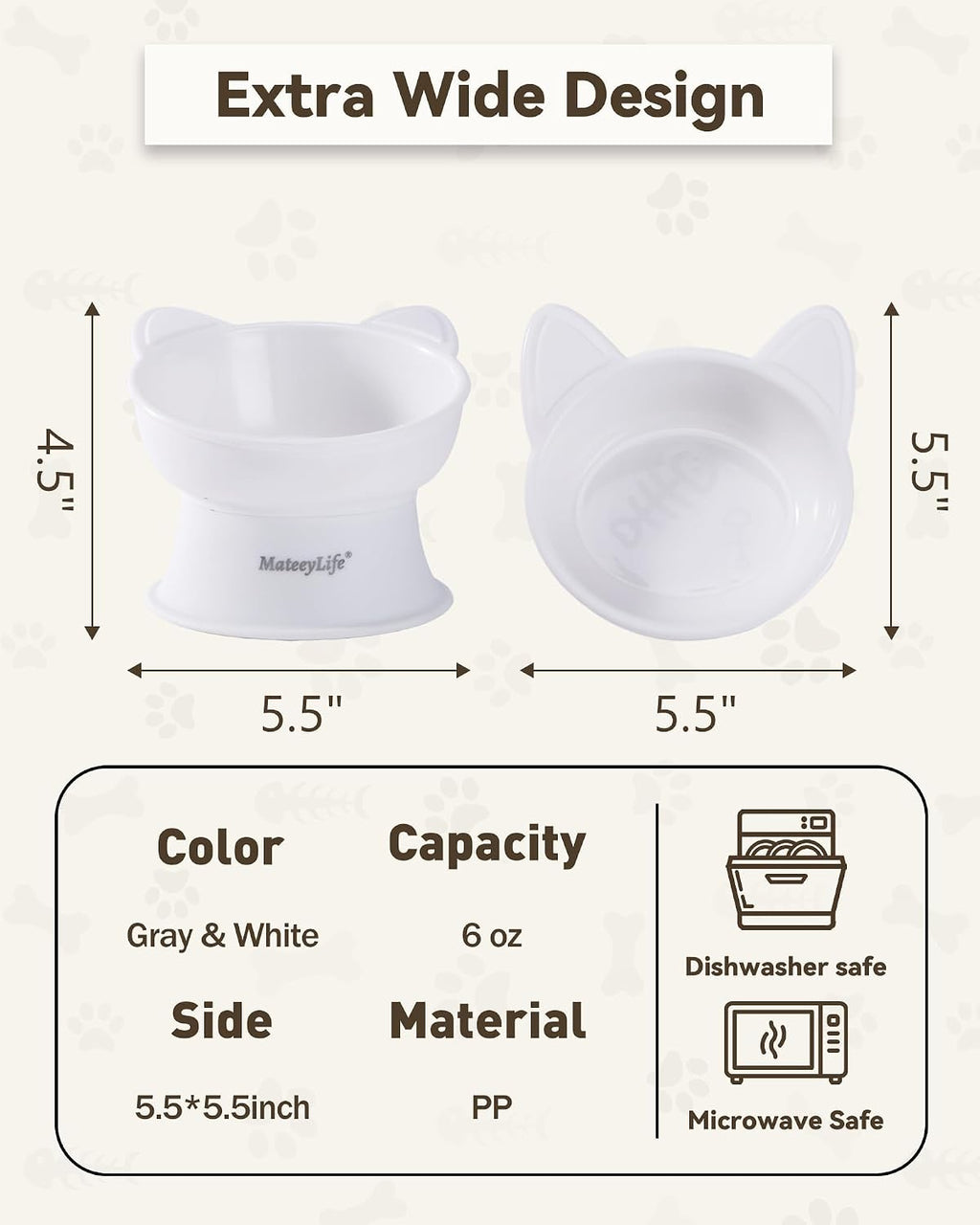 MateeyLife anti vomit cat feeding bowls assembled with base