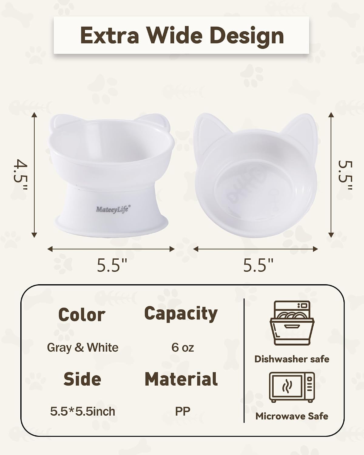 MateeyLife anti vomit cat feeding bowls assembled with base