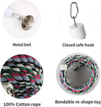94.4inch Length Colorful Cotton Bendable Rope Perch Swing Bird Chew Toys Amazon Parrots Cage Toys with Bell Swing Climbing Standing Bungee Bird Toys for Regular to Big Size Birds - Image 3