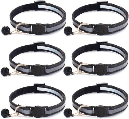 6 Pack Reflective Cat Collar with Bell, Breakaway and Safe Collars for Cats, Nylon, Pet Collar Mixed Colors Adjustable19-32cm - Image 10