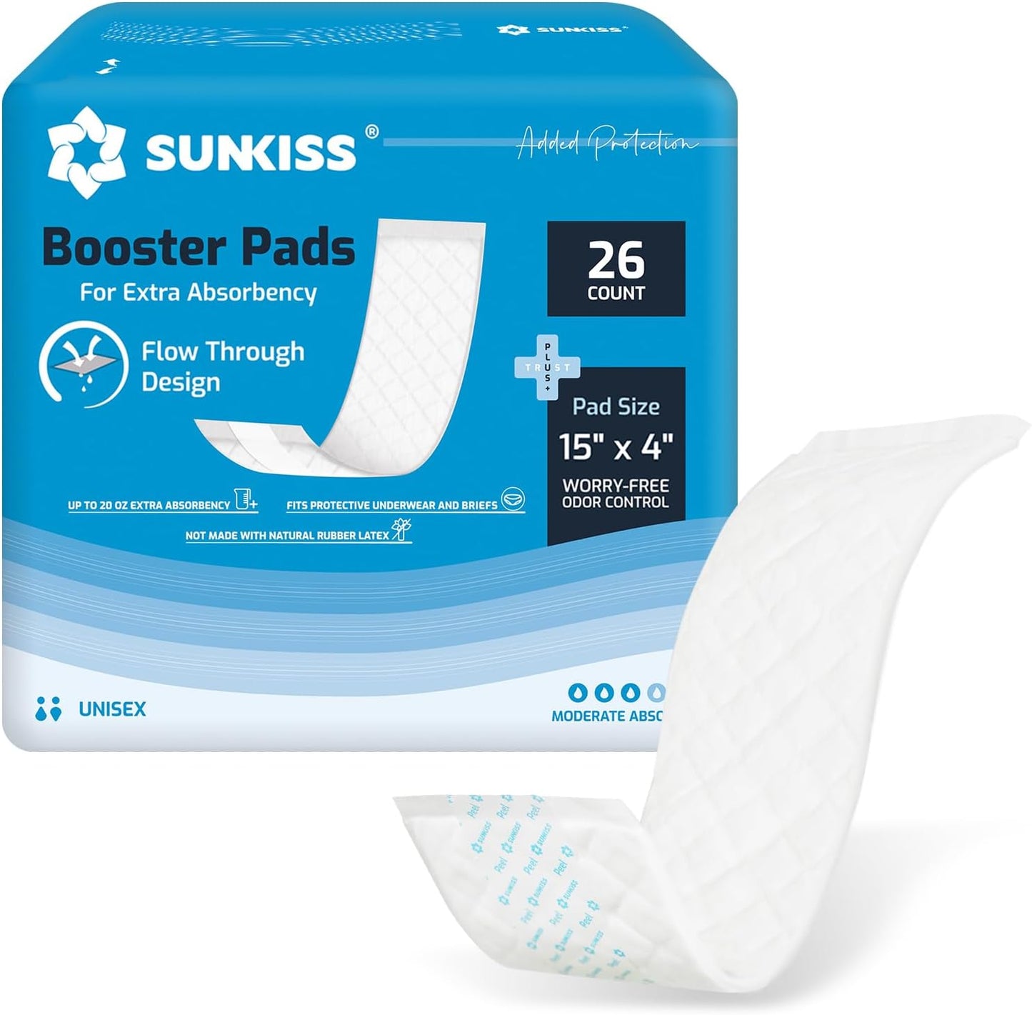 SUNKISS Trustplus Booster Pads packaging front view displaying extra absorbency details