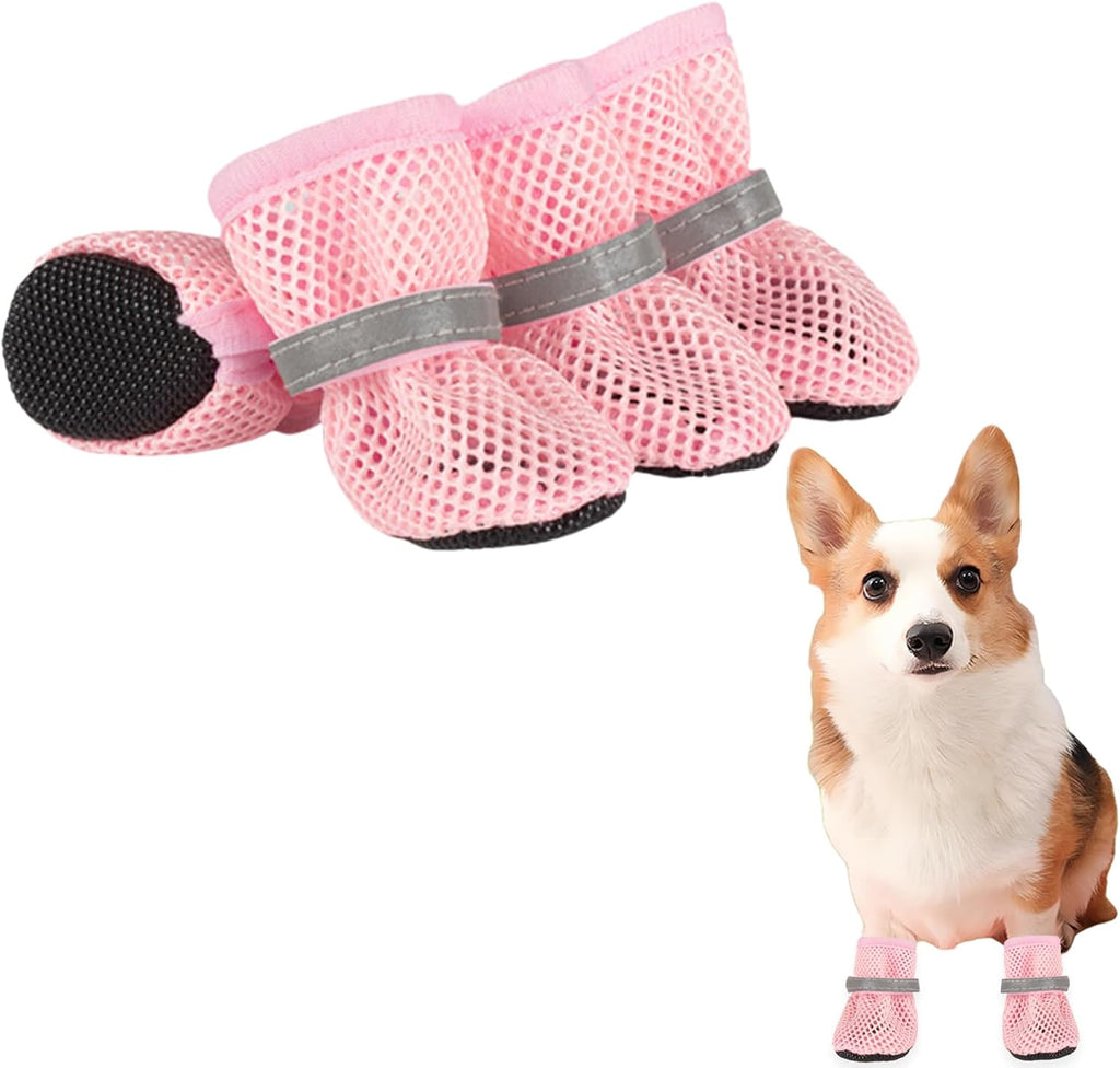 Summer Breathable Dog Shoes for Small Dogs, Breathable Mesh Dog Boots for Summer Hot Pavement, Reflective Adjustable Non Slip Paw Protectors for Small Dogs Cat Puppy (Blue, S) - Image 11