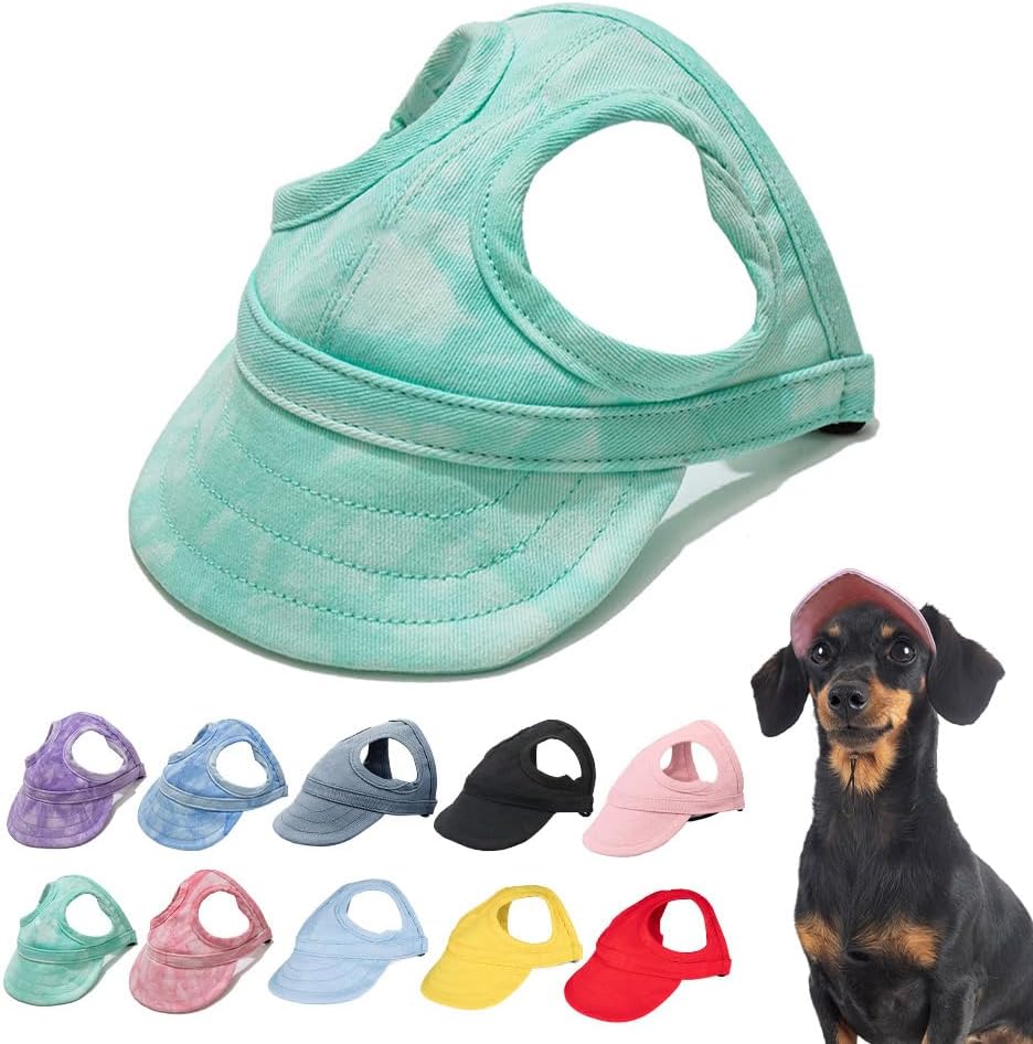 New Canvas Dog Hat - Sun Protection Visor with Ear Holes & Adjustable Neck Strap (Red, S) - Image 9