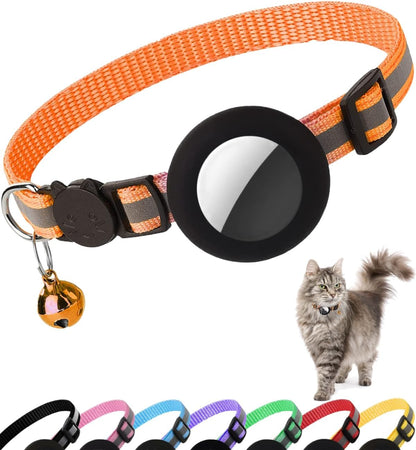 Airtag Cat Collar Breakaway, Reflective Kitten Collar with Apple Air Tag Holder and Bell for Girl Boy Cats, 0.4 Inches in Width and Lightweight(Black) - Image 13