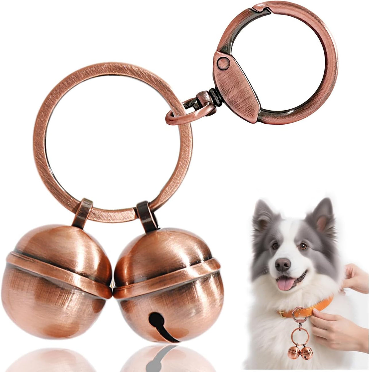 2 Pack Dog & Cat Bells with Engraved Pattern, Extra Loud Brass Bell for Collar with Quick Clasp, Anti-Lost Tracking,Gift Ready Set for Small to Medium Pets Lovers(Silver+Copper,S+M) - Image 13