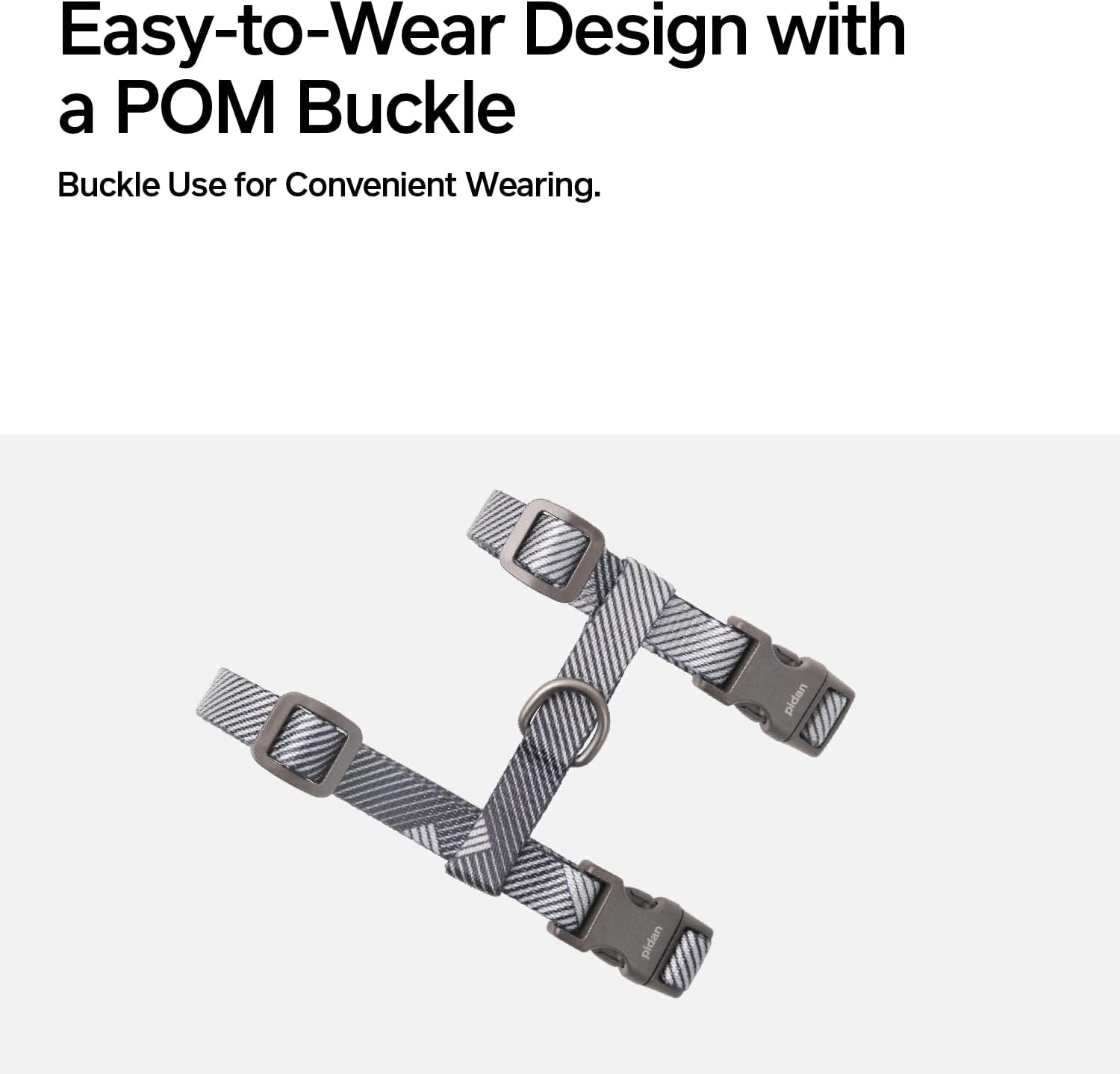 Pidan cat harness showing metal clip and secure closure