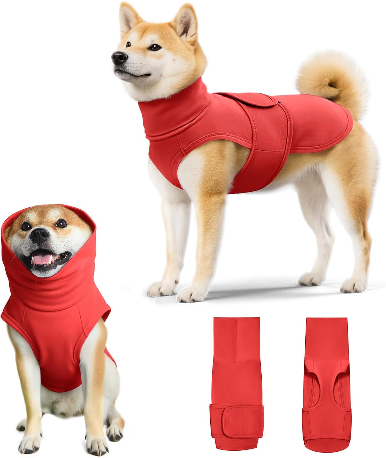 Dog Anxiety Calming Vest Adjustable Turtleneck Thunder Shirt Jacket for Fireworks, Separation, Vet Visits, Pet Hoodie for Large Medium Dogs - Image 11