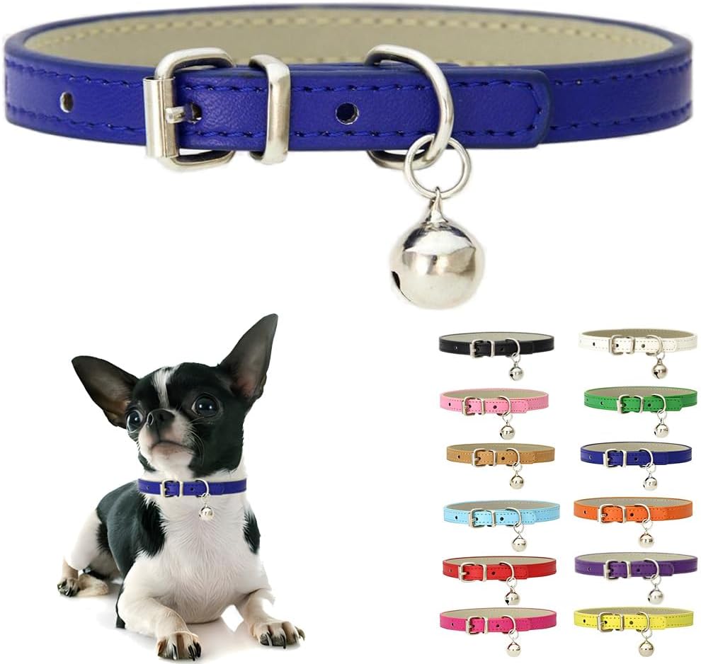 Pink XXS Cat Collar with Bell, Soft Pu Leather Puppy Collars Adjustable Buckle for XS Extra Small Medium Tiny Female Girl Pets Dogs Kitten Teacup Yorkie XX-Small - Image 10