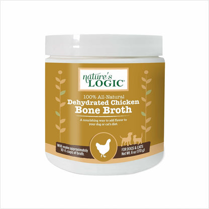 Natures Logic dehydrated chicken bone broth powder tub front view