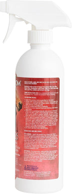 Back of bottle showing usage instructions for dog flea treatment