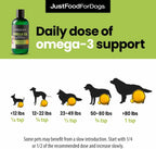 Authentic JustFoodForDogs omega plus liquid supplement facts label