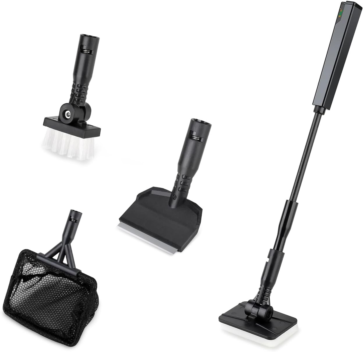 Hygger small aquarium cleaning tools kit front view showing four in one interchangeable attachments.