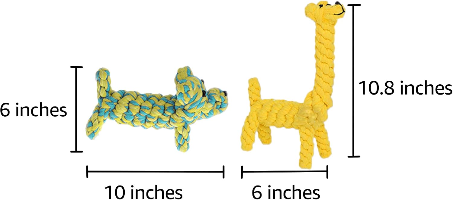 Washable puppy teething rope toys in giraffe and dog designs for gum massage