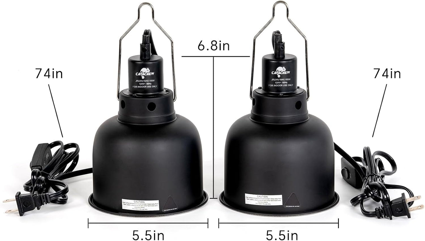 Secure steel hanging hook attached to the top of the deep dome basking light.