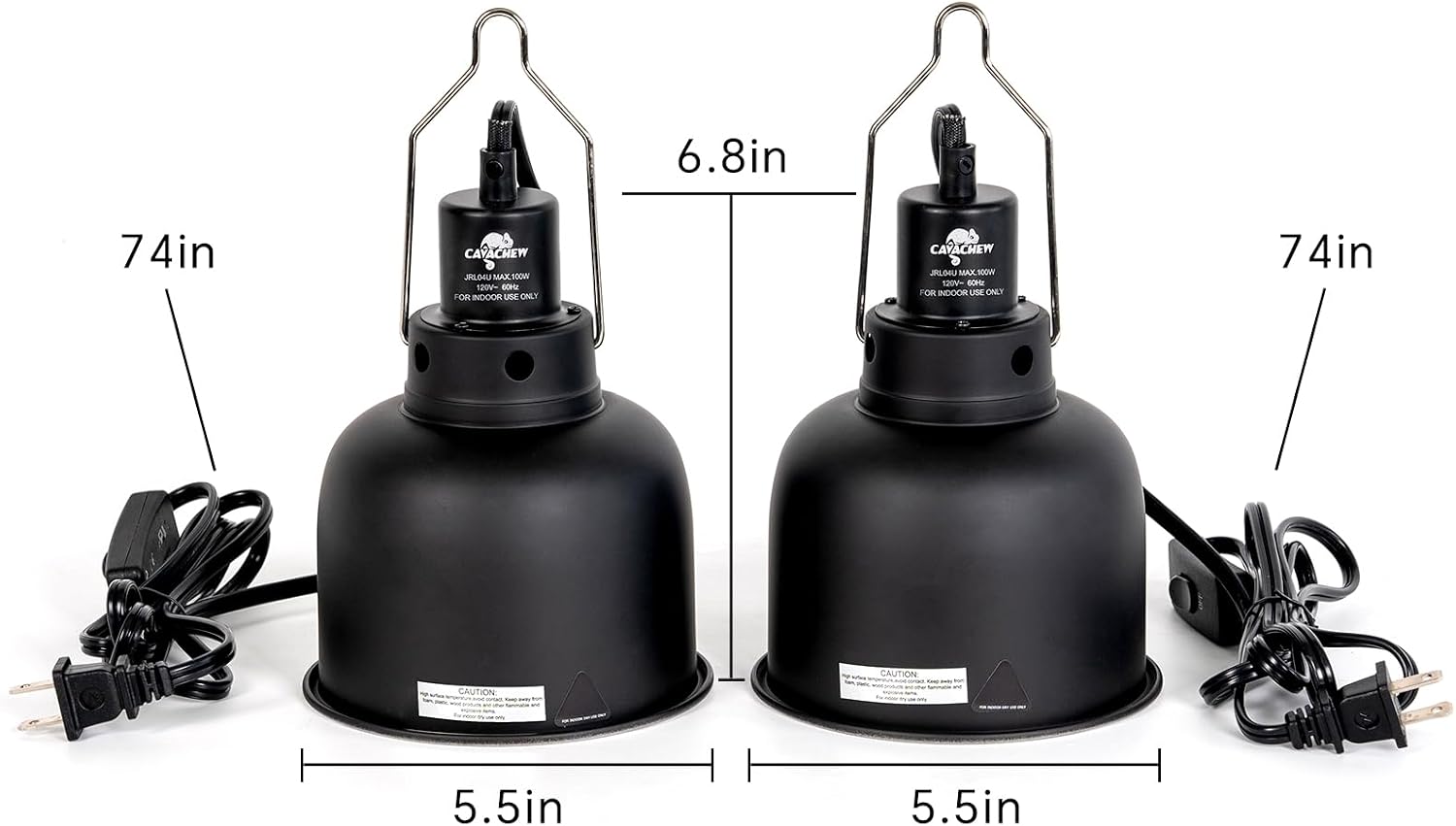 Secure steel hanging hook attached to the top of the deep dome basking light.