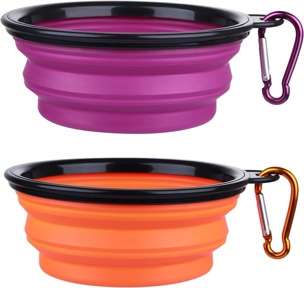 Dog Bowl Pet Collapsible Bowls, 2 Pack for Cats Dogs, Portable Pet Feeding Watering Dish for Walking Parking Traveling with 2 Carabiners (Small, Blue+Green) - Image 10