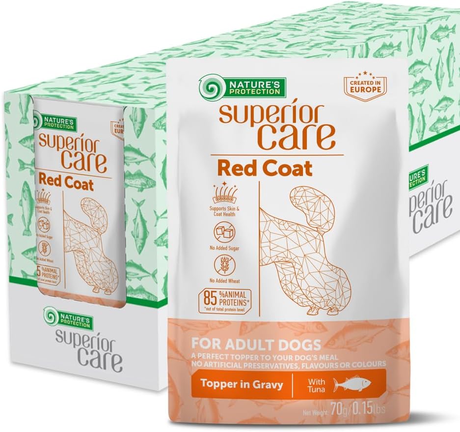 Nature's Protection Wet Dog Food - Soft Topper for Dry Food for Small & Large Breed Dogs with Light Fur, 24-Pack (Superior Care - Tuna & Sea Bass, 2.46-oz Pouches) - Image 10