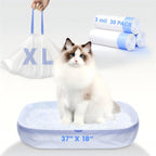 60 Pack Jumbo Cat Litter Bags - 3MIL Extra Thick Leakproof Litter Box Liners, 37"x18" Heavy Duty Drawstring Cat Litter Liners for Automatic Litter Box, Odor Control Disposable Kitty Litter Bags 6 Roll - Image 9