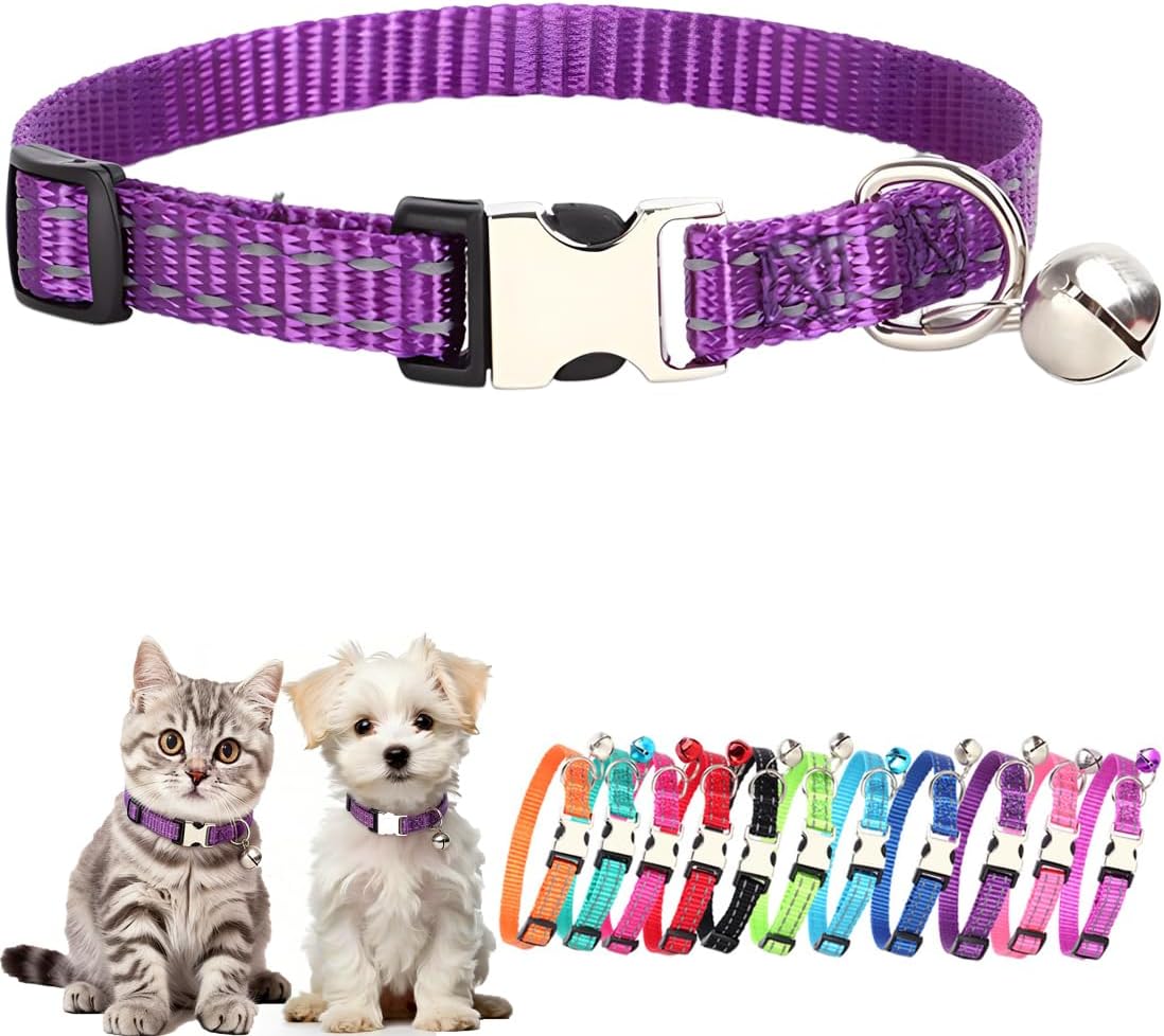 Red Dog Bell Collar, Reflective Puppy Collar with Bell Metal Buckle Cat Collar with Bells Adjustable for XXS XS Tiny Little Extra Small Breed Dogs Kitten Boys Girls Male Pets Like Chihuahua, X-Small - Image 10