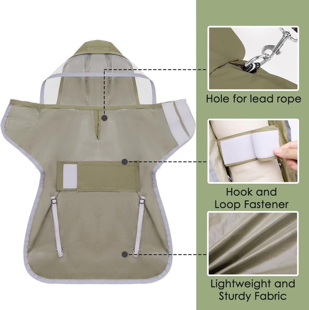 Lukovee waterproof dog raincoat folded into its built-in storage pocket