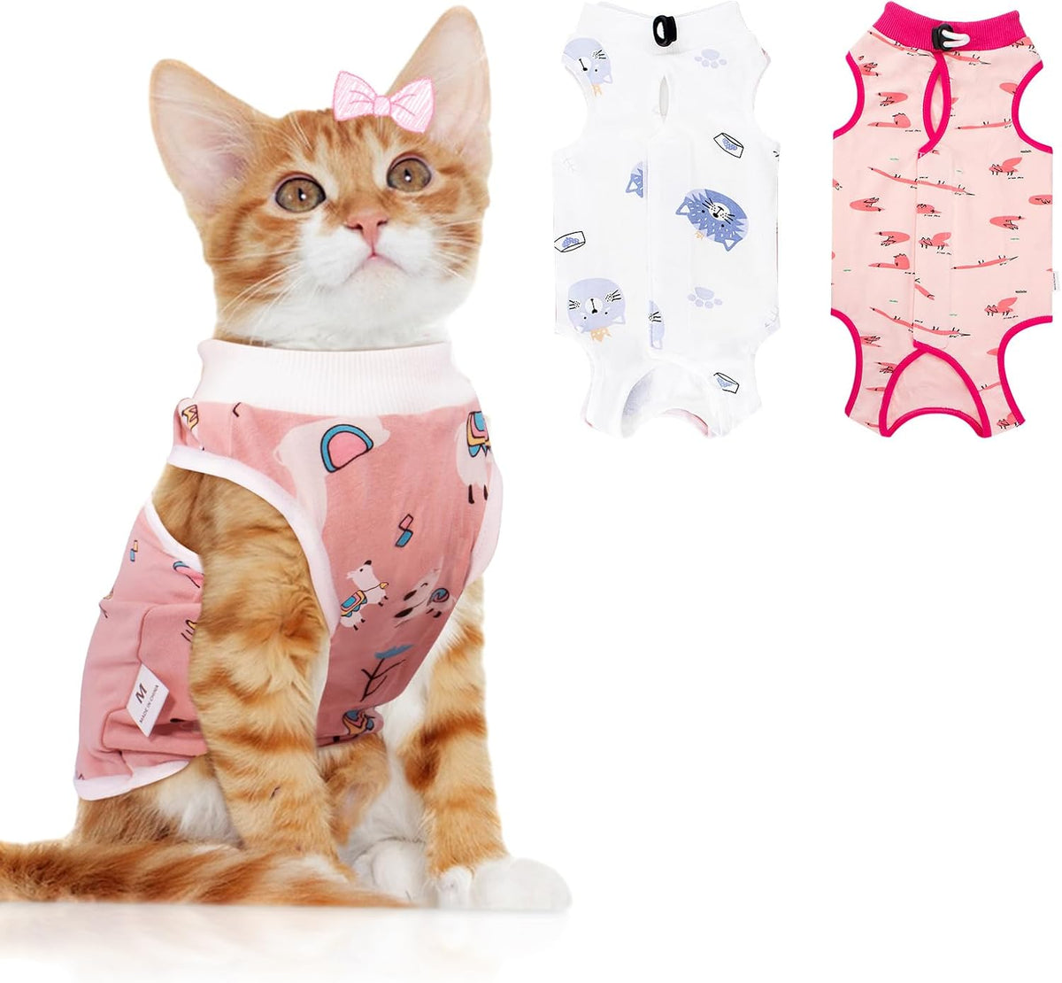 Coppthinktu 2 PCS Cat Recovery Suit for Spay Abdominal Wounds Cat Onesie for Cats After Surgery Recovery Suit Female Breathable E-Collar Alternative Kitten Onesie Anti Licking Small - Image 13