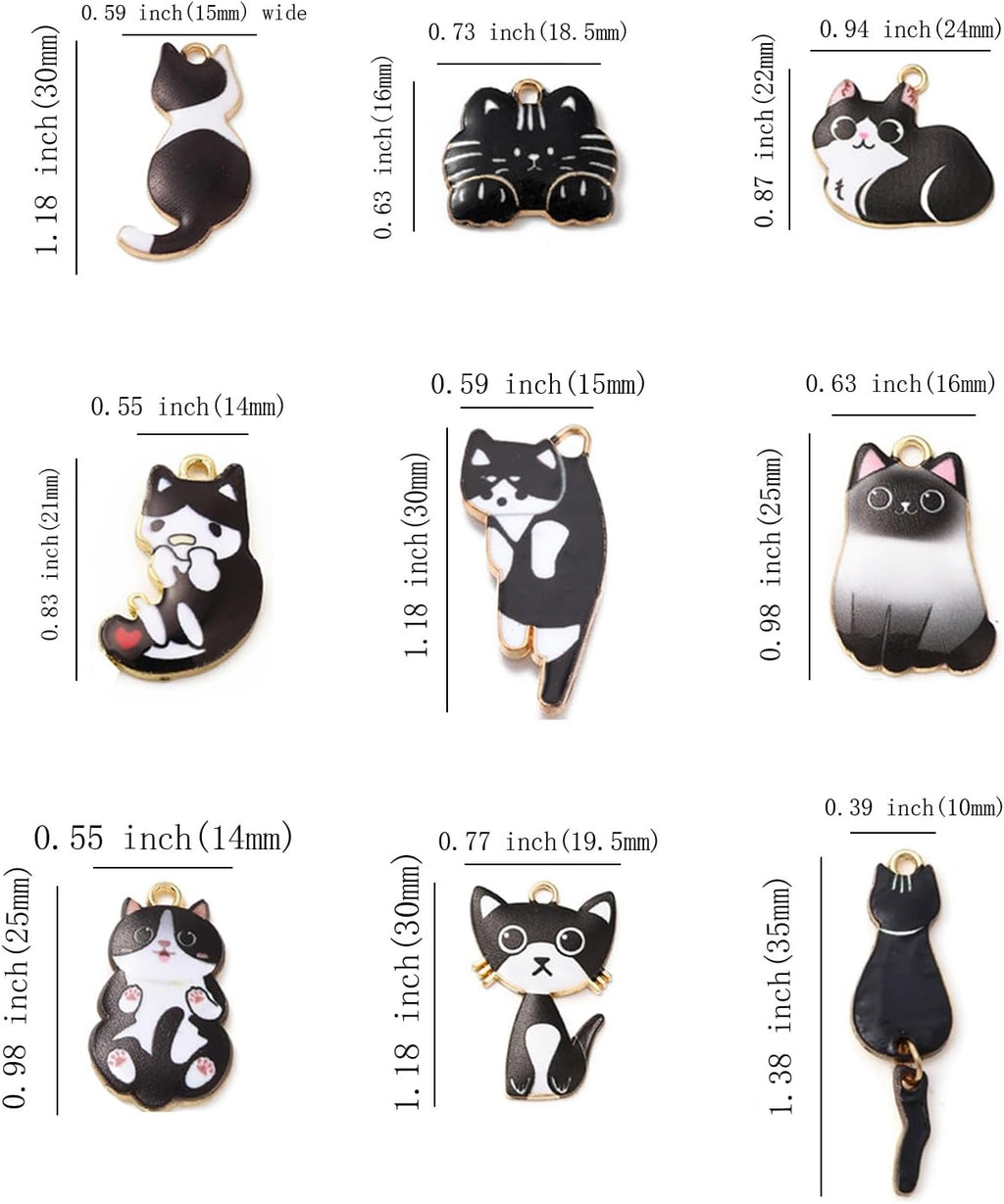 DIY gold tone back enamel cat pendants