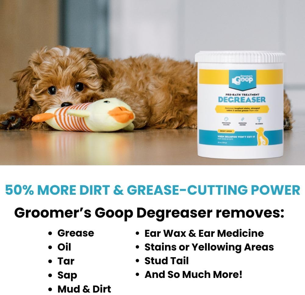 Groomer's Goop 28 oz degreaser cream packaging close up