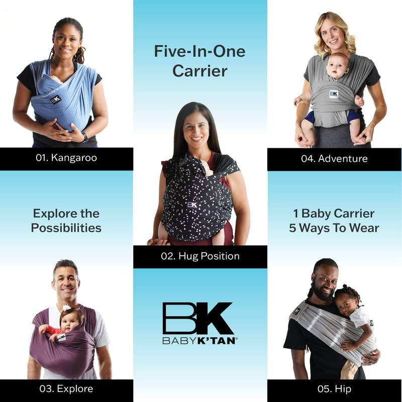 Baby K'tan Active Yoga sling packaging and size chart guidelines for medium variant