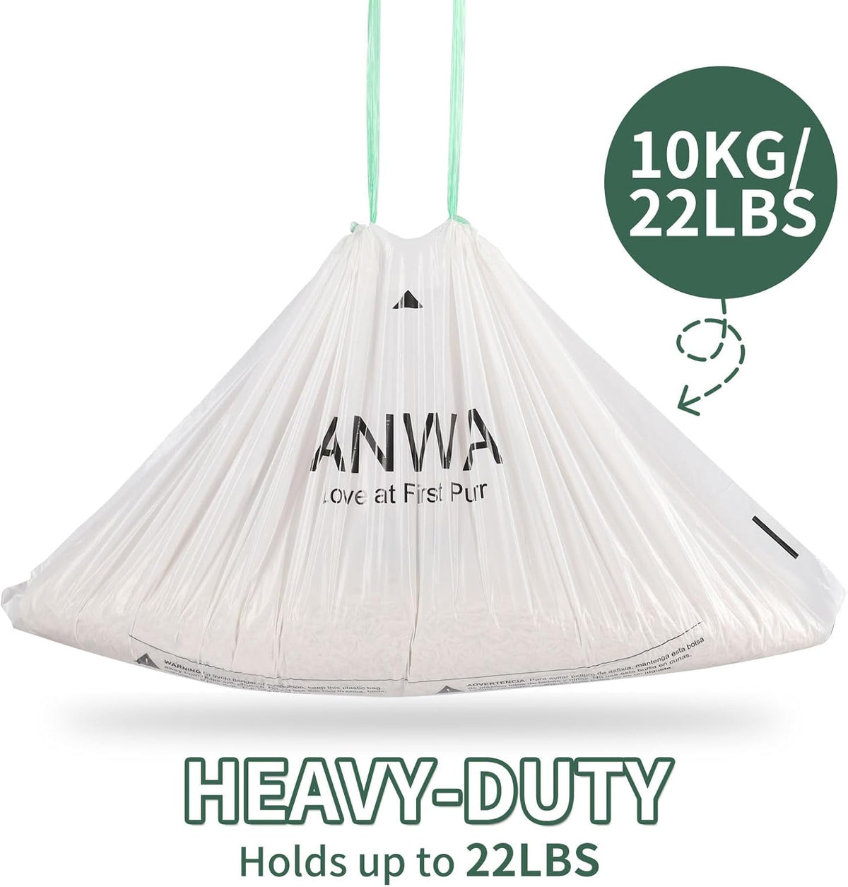 ANWA 40 count cat waste bags side by side rolls